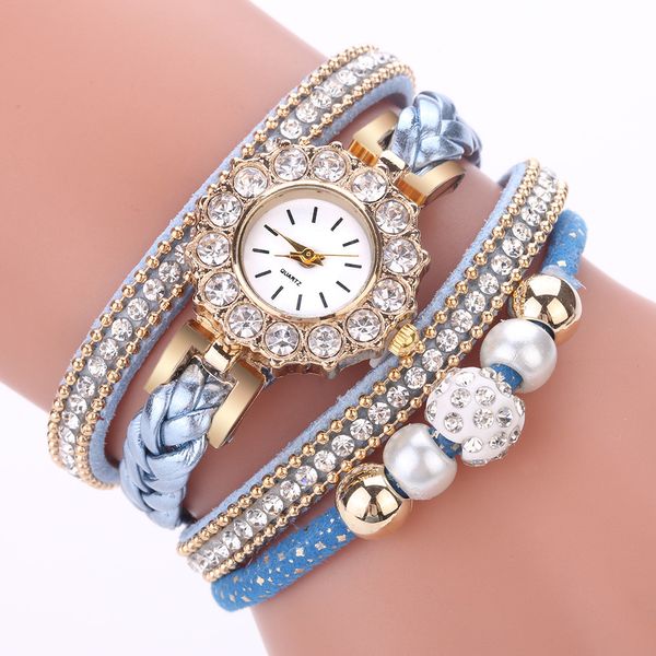 

womens watches luxury brand weave wrap vintage bracelet watch ladies watch round bracelet femme gift q, Slivery;brown