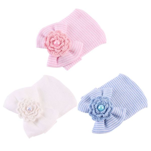 

3pack newborn hat infant baby cap with big bow soft knot nursery beanie g99c, Yellow