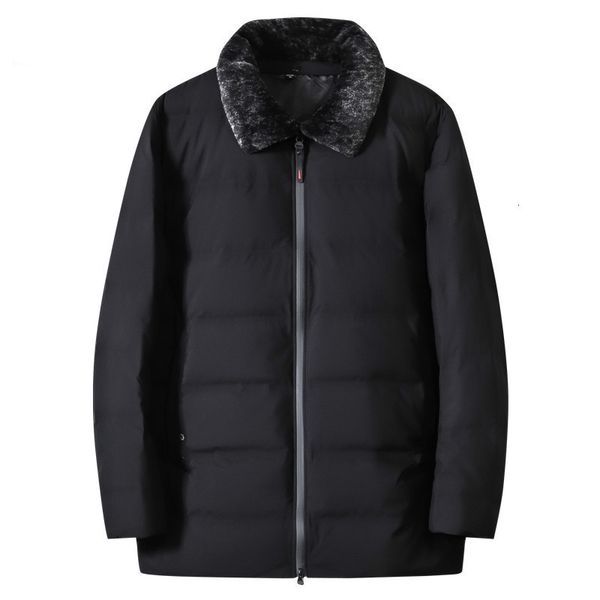 

big size men's brand clothing with winter super light down jacket 90% white jacket down and mock neck seamless warm park, Black