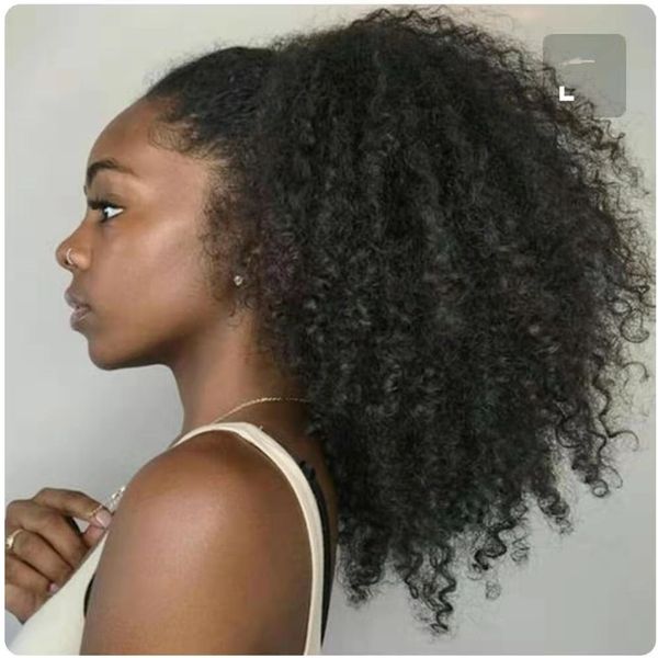 

1 piece ponytail hairpiece drawstring with wrap around 140 gram per pack natural black kinky curly 100% real human hair ponytail extentions