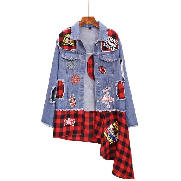 

new harajuku women denim jacket loose coat casual vintage denim female outwear 2019 bomb single breasted jacket mori girl, Black;brown