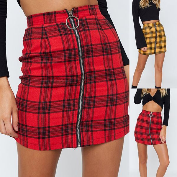 

laamei woman plaid skirts office lady zipper tight short skirt women 2019 autumn casual fashion high waist pencil skirt, Black