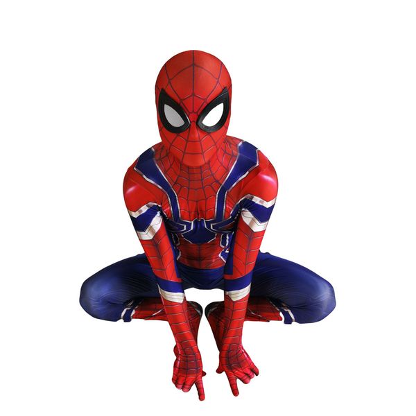 

взрослые мужчины дети мстители infin человек-паук косплей костюм lycar высокое качество синий железный паук супергерой зентаи боди комбинезо, Black;red