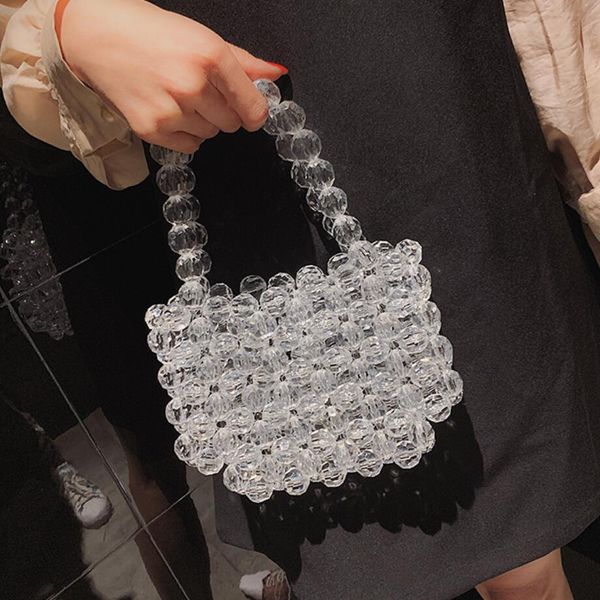 

personality mini bag 2019 summer fashion new transparent beads women's designer handbag tote shoulder crossbody bag