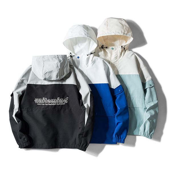 

safari style men's jackets hit color patchwork male jackets coats multi-pocket track black blue green men's, Black;brown