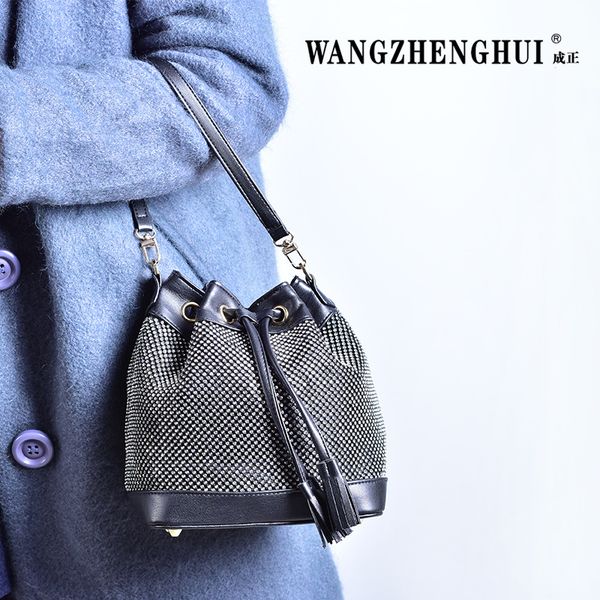 

women's fashion one-shoulder bucket large capacity shoulder bag simple handbag