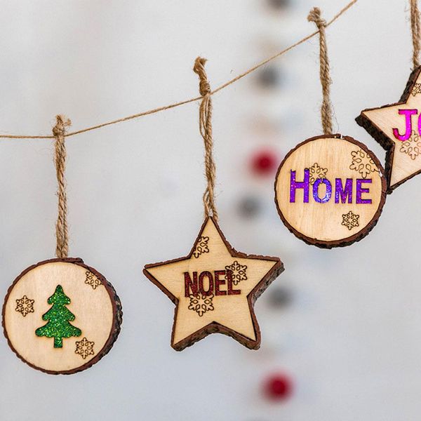 

christmas wooden stars shaped small pendant wooden string ornaments christmas lights