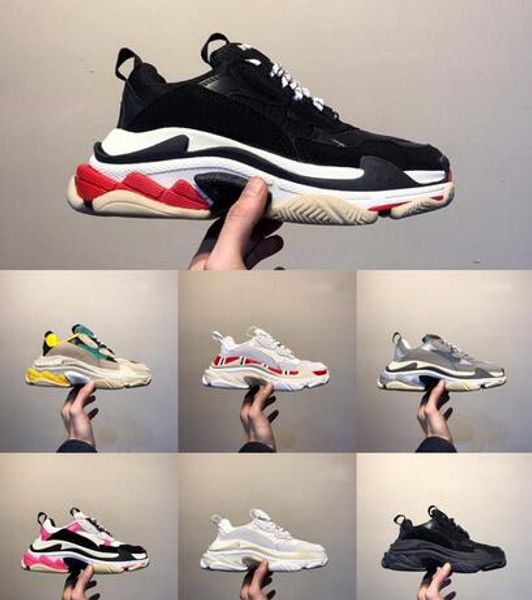 

2019 luxury platform ace 17fw men women triple s gym red blue triple black low old dad vintage casual shoes triple-s sneakers