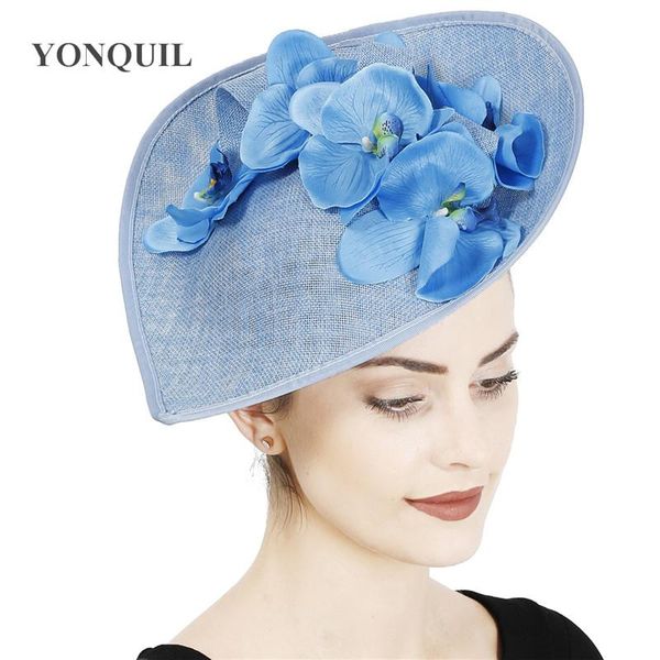 

elegant women bridal wedding hat fascinators headband with fashion flower decor nice cocktail derby big headpiece show caps tjxfe, White