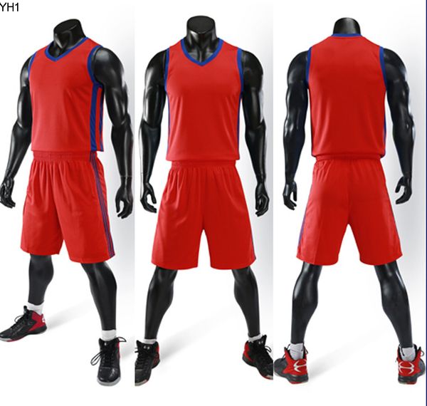 

2019 new blank basketball jerseys printed logo mens size s-xxl price fast shipping good quality a006 red blue rb001nq, Black;red
