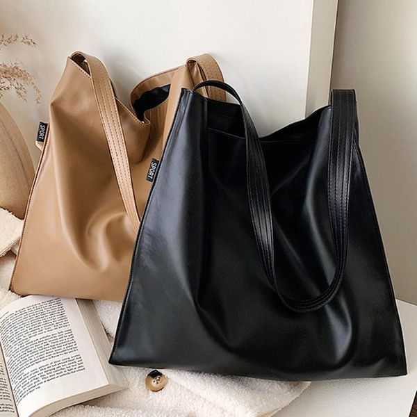 

ocardian women's solid color leather large capacity simple wlid shoulder bags fashion trend magnetic buckle messenger bag totes