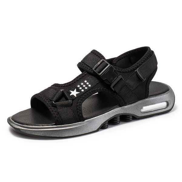 

new mens sandals summer men soft sandals genuine leather man beach shoes soft big size bottom male roman comfortable, Black