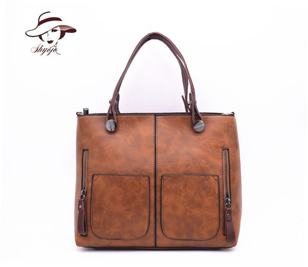

famous brands vintage women messenger bags zipper pu leather tote handbags ladies large capacity shoulder crossbody bag