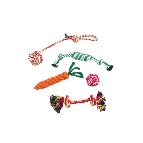 

5pcs dog rope toys tough strong chew knot knotted pet puppy healthy teeth clean