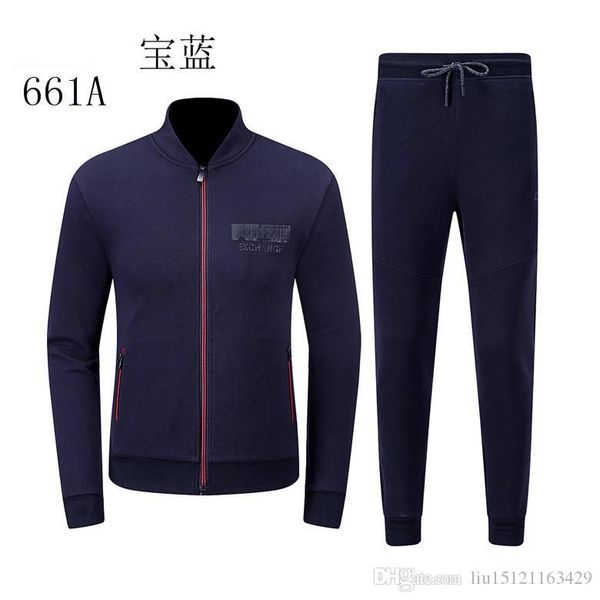 

2020 sports suit men's spring and autumn sweater sweater pants ea jacket trousers running casual sportswear two-piece suit size -2xl, Gray