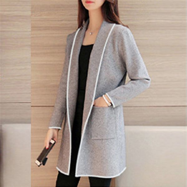 

womens jackets and coats 2019 feminine fashion winter loose wild elegant windbreaker sweater coat cardigan trench coat, Black;brown