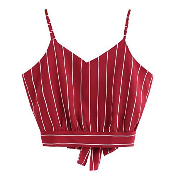

women's plaid lattice self tie back v neck camis crop tank camisole female girls vest elegant shirts summer clothes fd, White