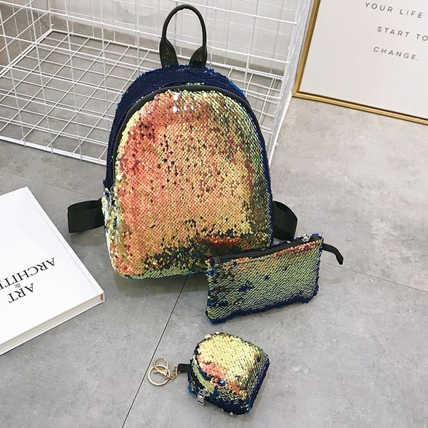 

personality trend backpack large capacity colorful sequins decorative backpack multifunctional fashion student bags