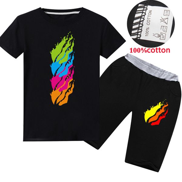 

детский конструктор одежды малышей девочки 2pcs tracksuit одежда наборы prestonplayz печати короткий рукав хлопок футболка + шорты лето для, White