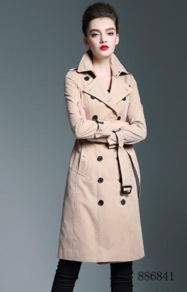 

classic women fashion england plus long trench coat/british brand designer double breasted slim belted trench for women u1 s-xxl, Tan;black