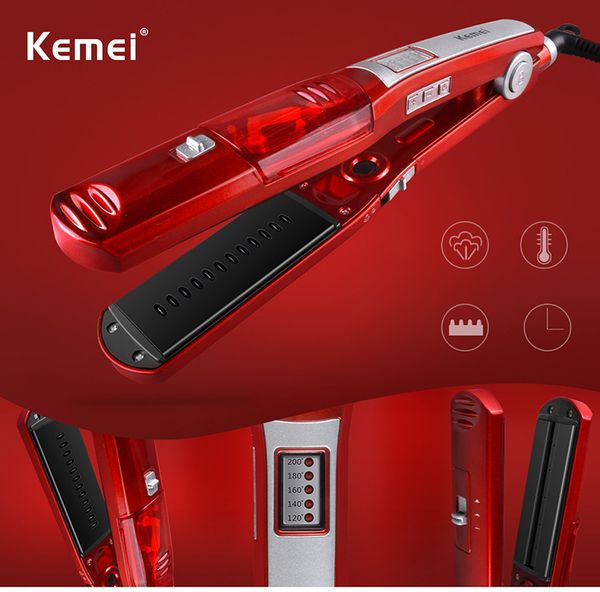 

kemei km-3011 iron electric hair curler eu plug steam spray device ceramic coating vapor-blast fast hair electric straightener