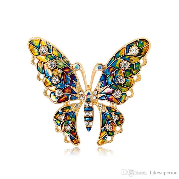 

multicolor rhinrstone butterfly brooch 5.3*4.6cm women girls suit lapel pin jewelry accessories for gift party with fast shipping, Gray