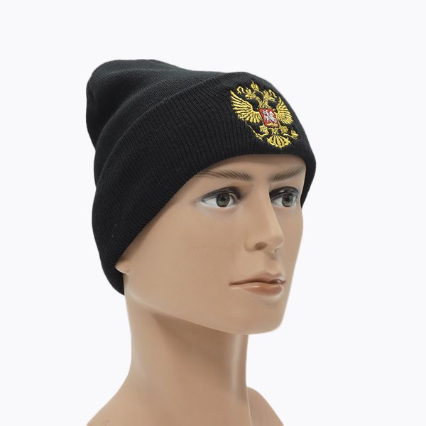

new russia winter hat men women warm russian emblem knitted hat skullies beanies black winter casual mask beanie knit cap, Blue;gray