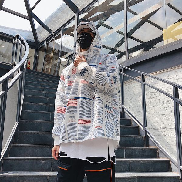 

letter full trench hip hop pocket hooded 2019 new men, Tan;black