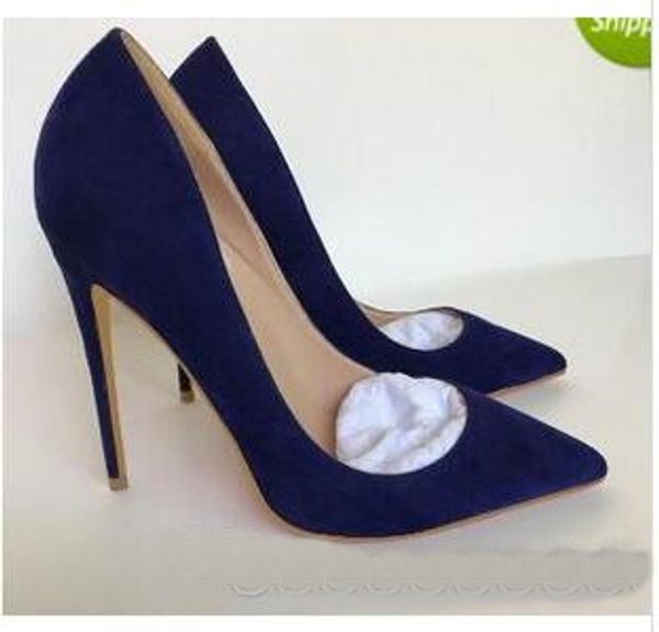 

so kate styles 8cm 10cm 12cm high heels shoes red bottom blue suede pointed toe wedding shoes big size 34-44 t07, Black