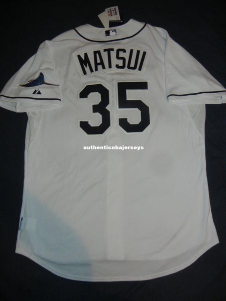 

retro #35 hideki matsui majestic tampa bay white jersey a's mens stitched baseball jerseys, Black;blue