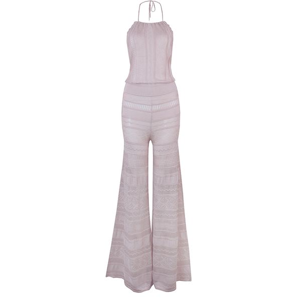 

beige color ladies full length boot cut jumpsuits bandage fashion backless evening party jumpsuits high quality, Black;white