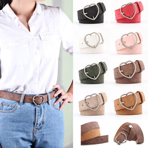 

2019 women's metal leather belts heart shape round buckle boho waistband waist pu belt fashion band, Black;brown