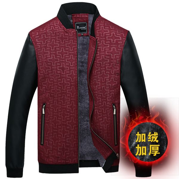 

winter golf jackets men keep warm sport coat 2019 new baseball collar mens jackets leather sleeve fleece lining bowling golf coa, Red;blue