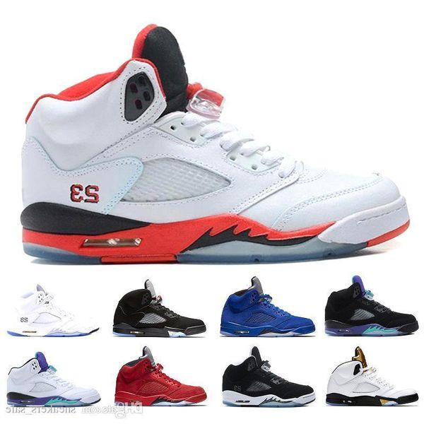 

5 basketball shoes men sneaker international flight og black metallic fire red blue suede olympic gold white cement trainer sports shoes