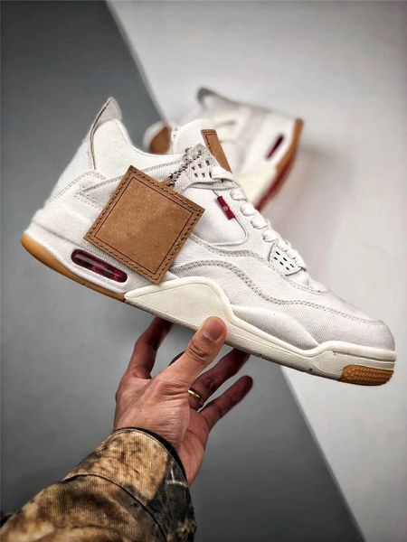 

release 4 white denim 4s men basketball shoes authentic sports sneakers with original box