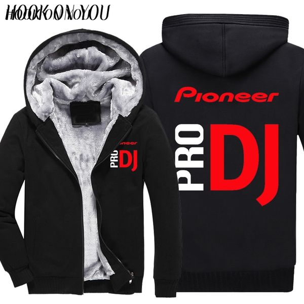 

music pro dj pioneer hoodies sweatshirts autumn winter fleece coat, Black
