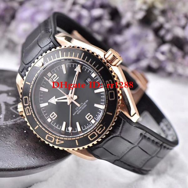 

3 color watch 215.63.44.21.03.001 planet ocean co-axial gmt 600m cal. 8906 automatic movement black dial mens wrist watches, Slivery;brown