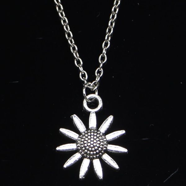 

20pcs new fashion necklace 23x18mm sunflower flower silver pendants short long women men colar gift jewelry choker