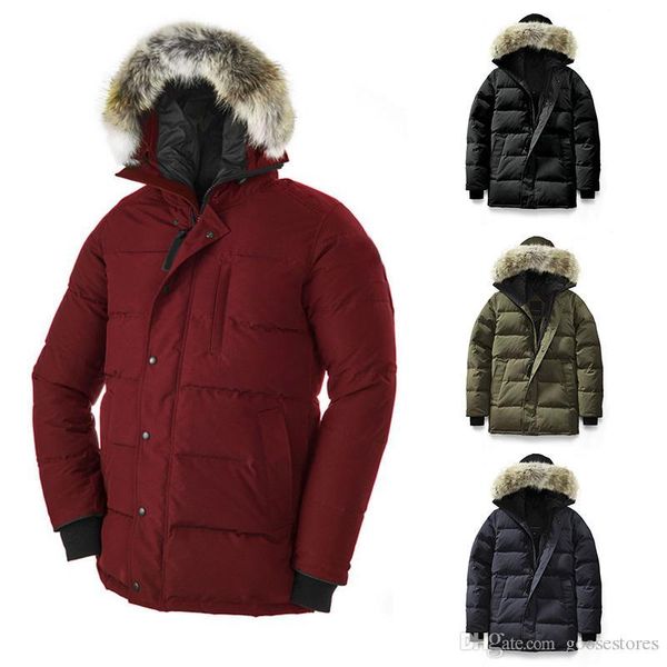 

2019-2019 canada men goose carson parka down jacket more than 90% white goose fabric outdoor coat long hooded warm doudoune, Black