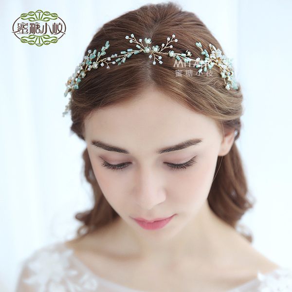 

свадьба из бисера жемчужный подарок женщина леди алмаз цветок лист волос украшения для невесты актерского начала выпускной yy-13, Slivery;golden