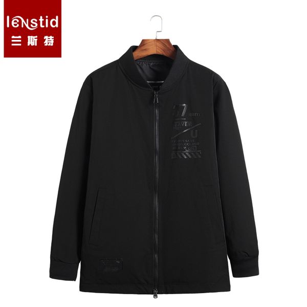

lenstid 2018 autumn euro-america simple design jacket 6xl 7xl 8xl clothes casual solid fashion slim bomber jackets men overcoat, Black;brown