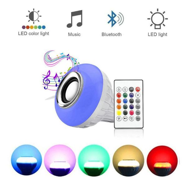 

LED Lamp Bluetooth Speaker Wireless +12W RGB Bulb 110V 220V Smart Led Light Music Player Audio with Remote Control Speaker Retail link