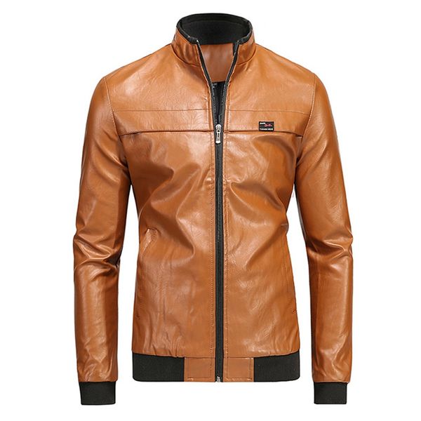 

men's solid jacket fashion autumn winter casual leather jacket biker motorcycle zipper long sleeve coat blouses, Black;brown