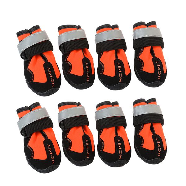 

8-pack pet dog reflective rain shoes snow boots rubber rugged sole l orange