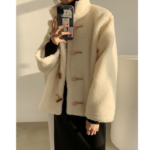 

tmwevn winter women teddy coat stylish female thick warm cashmere jacket casual girls streetwear, Black