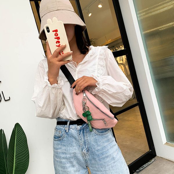 

2020 new korean shoulder bag women's casual fashion soft leather small chest bag solid color crossbody