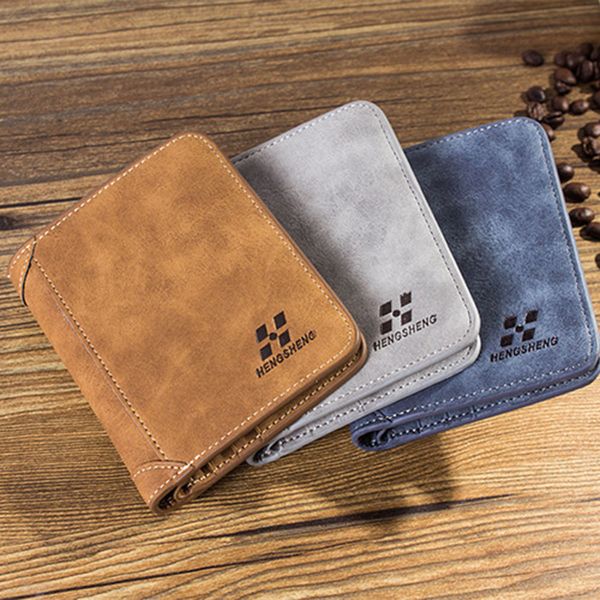 

Fashion Vintage Hot New Design Top Coin Pocket Bag Zipper Men Wallets Leather Small Money Purses Men Card Holder Wallet