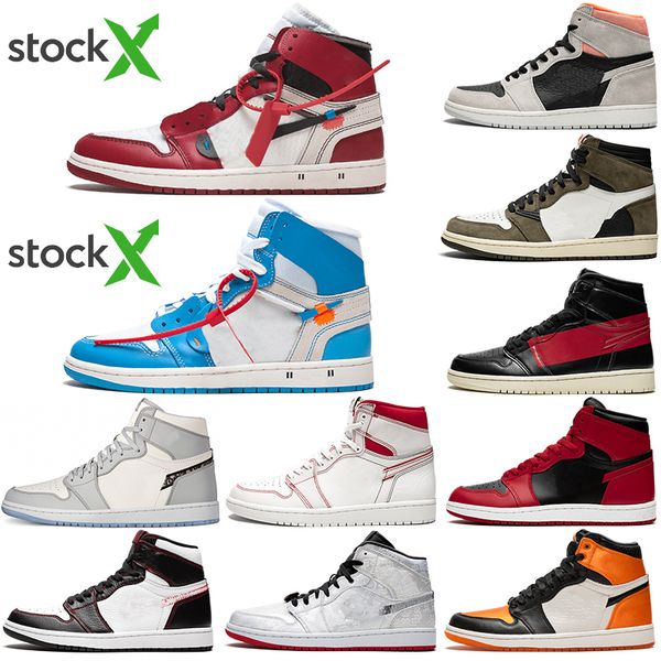 

2020 new arrival jumpman 1 1s high travis scotts fearless obsidian unc mens women basketball shoes banned bred toe chicago men sport shoes