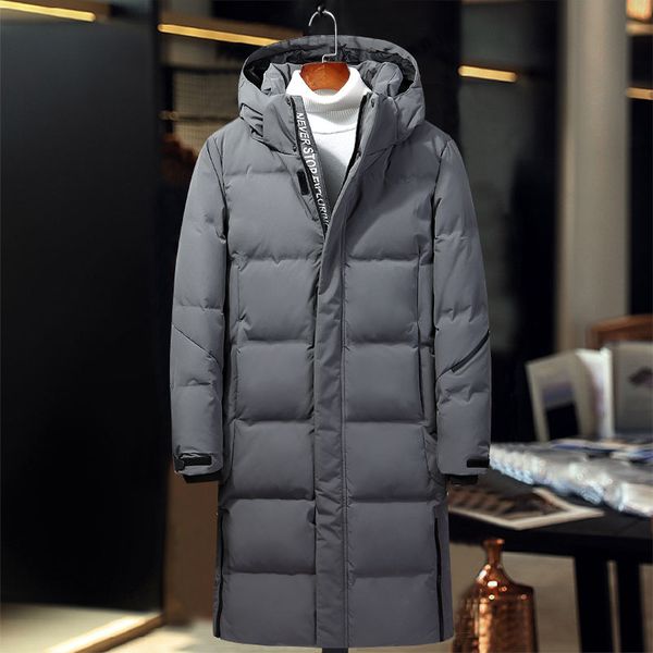

2019 winter men fashion hooded down coat winter x-long down jacket men's classic thicken 90% white duck jacket men, Black