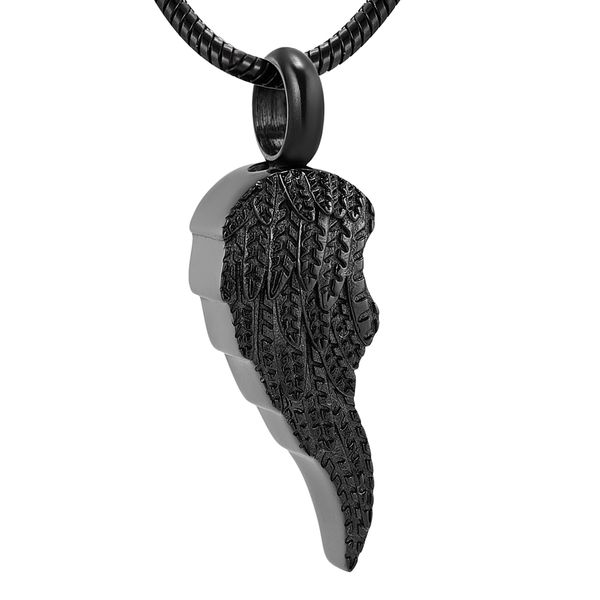 

lkj11729 wing cremation urn pendant memorial ashes keepsake stainless steel couple necklace loss of love funeral casket, Silver